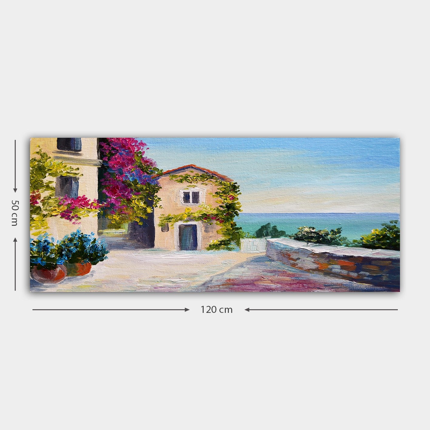 Quadro em Tela Decorativa Multicolor 50 x 120 cm com Moldura de Madeira (3 cm) – 100% Canvas