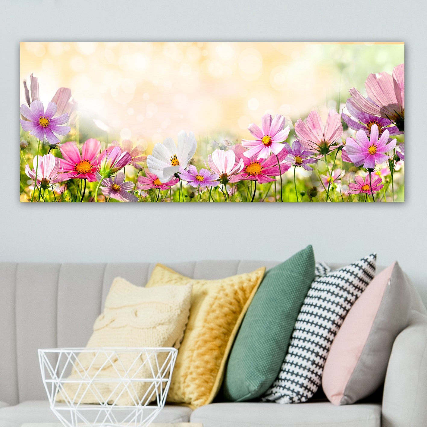 Quadro em Tela Decorativa Multicolor 50x120 cm com Moldura de Madeira (3 cm) – 100% Canvas