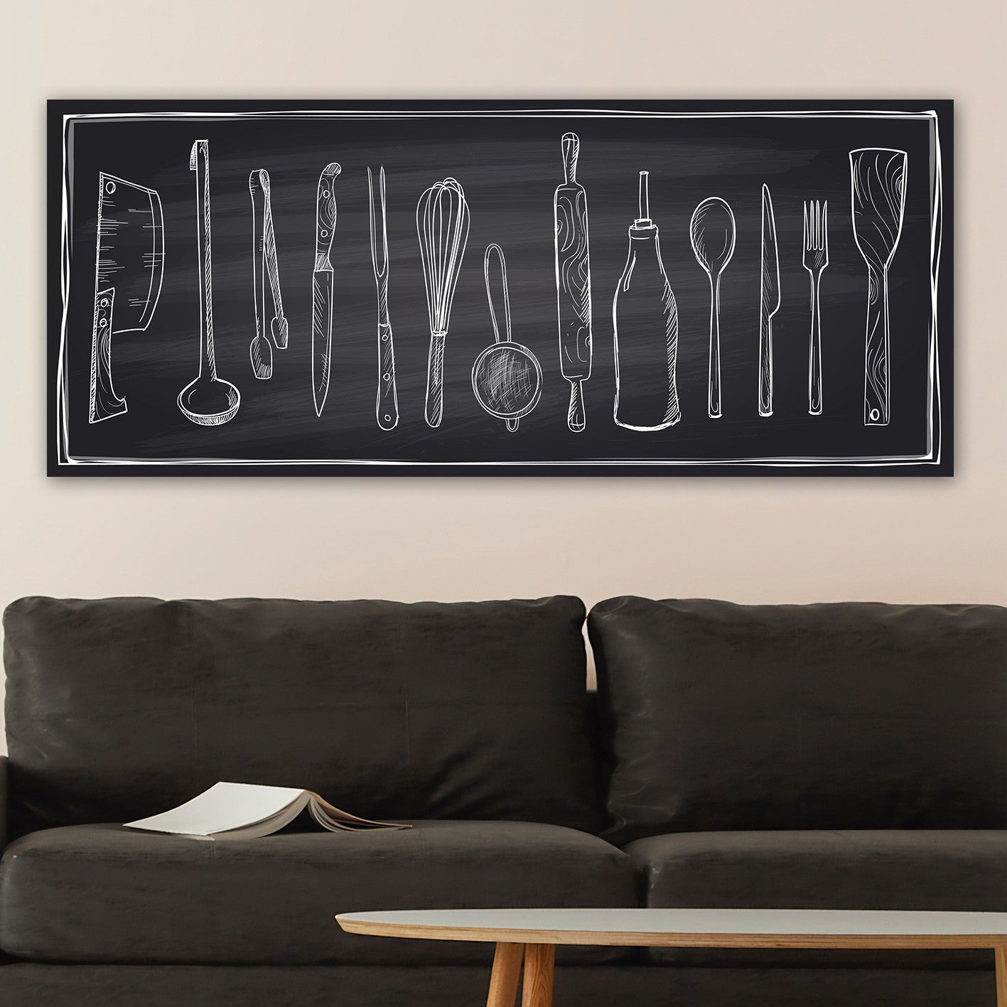 Quadro em Tela 100% Canvas Multicolor 50x120 cm com Moldura de Madeira (3 cm)