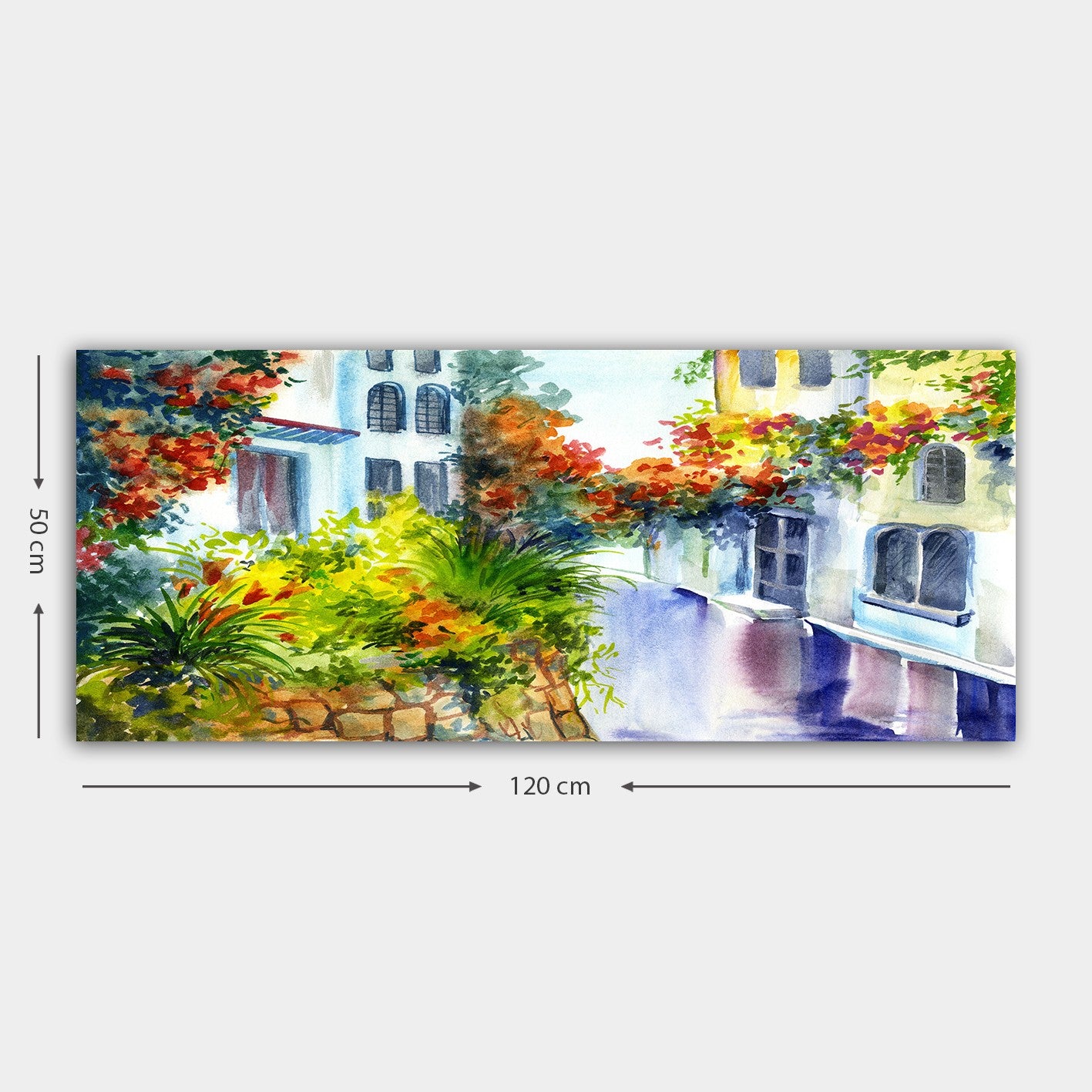 Quadro em Tela Multicolorido 50 x 120 cm com Moldura 100% Madeira (3 cm) – YTY210081253_50120