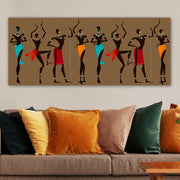 Quadro em Tela Decorativa Multicolor 50 x 120 cm com Moldura de Madeira (3 cm)