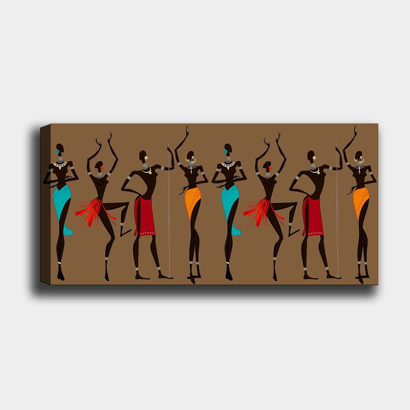 Quadro em Tela Decorativa Multicolor 50 x 120 cm com Moldura de Madeira (3 cm)