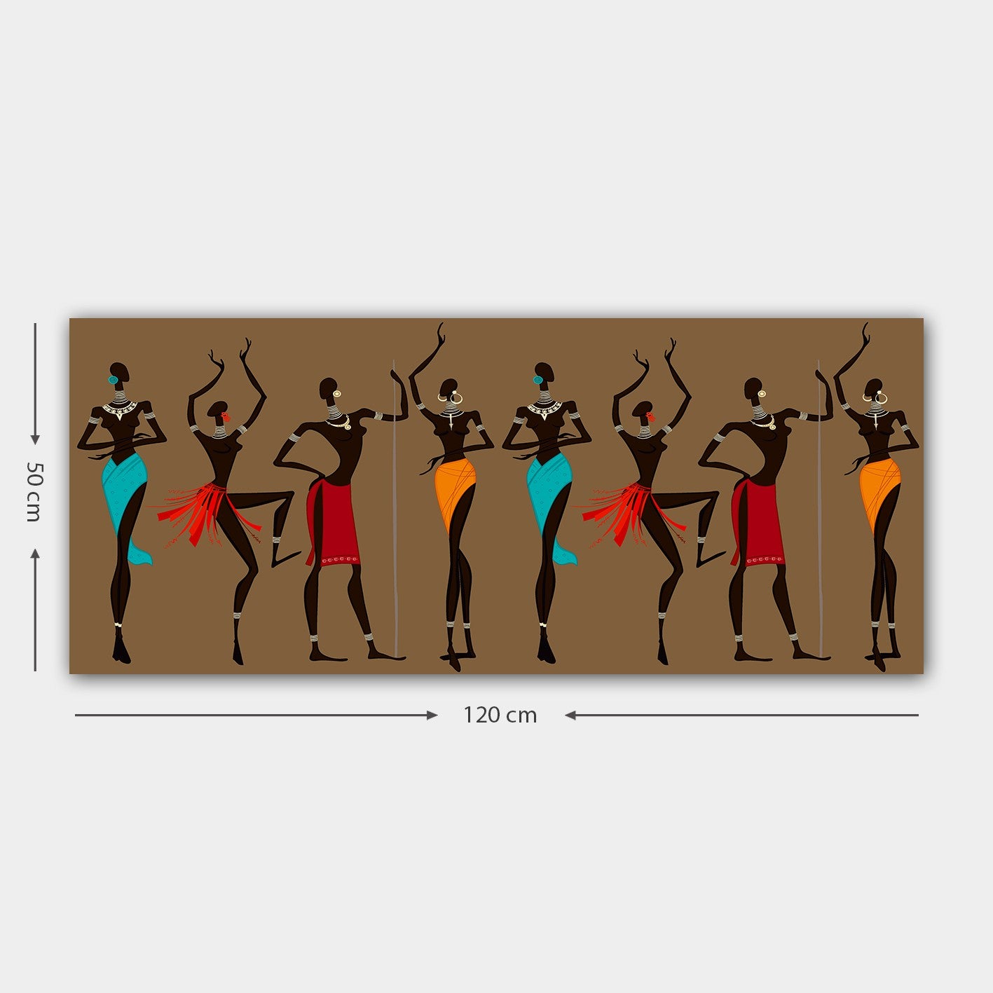 Quadro em Tela Decorativa Multicolor 50 x 120 cm com Moldura de Madeira (3 cm)