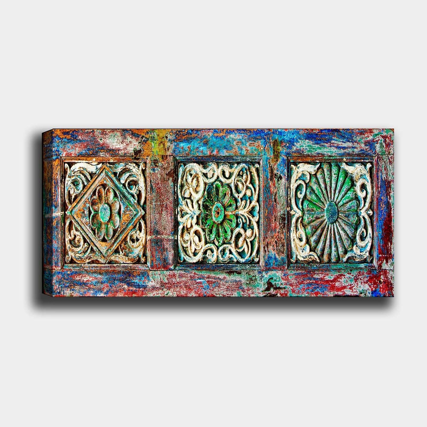 Quadro Tela Decorativa Multicolor 50x120 cm | 100% Canvas com Moldura de Madeira 3 cm