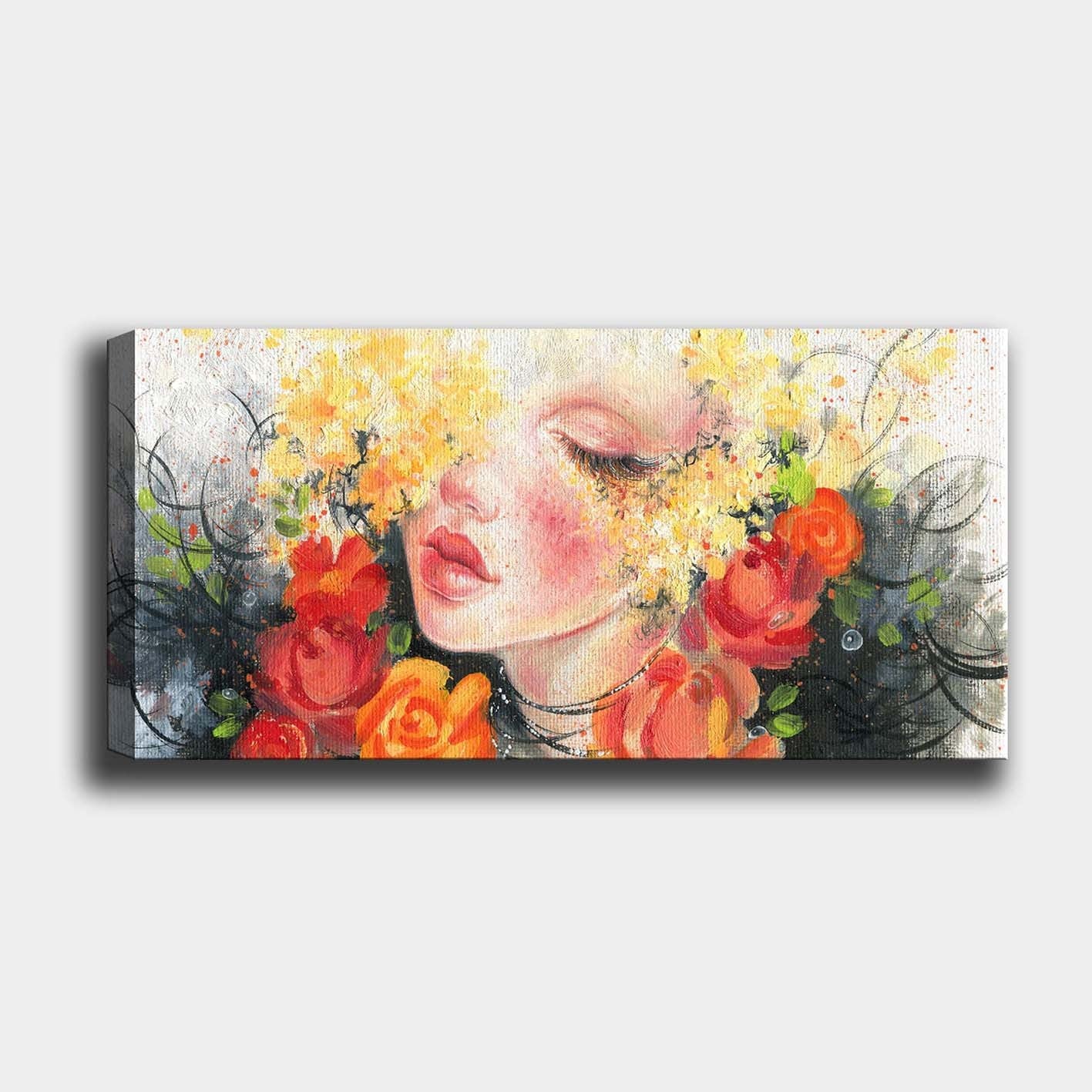 Quadro em Tela Canvas Multicolorido 50 x 120 cm com Moldura de Madeira 3 cm