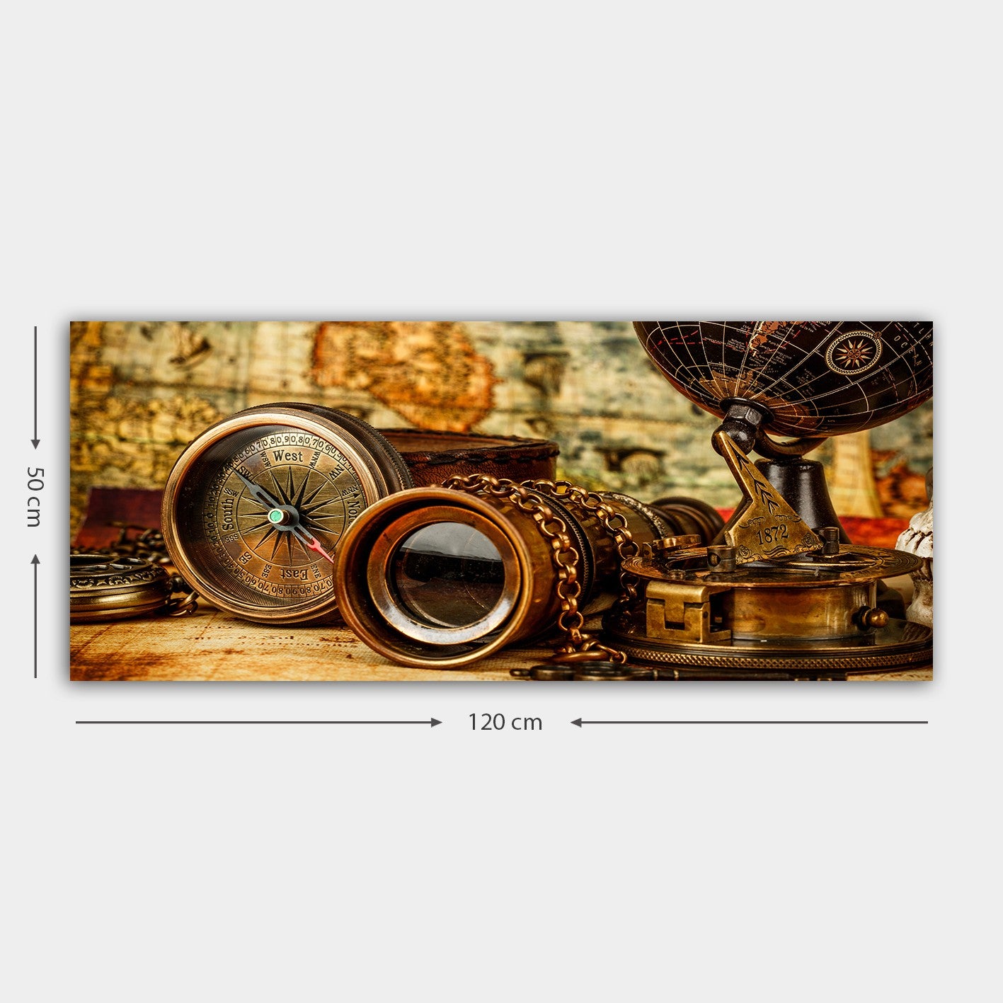 Quadro em Tela Decorativo Multicolor com Moldura de Madeira (3 cm) – 50 x 120 cm