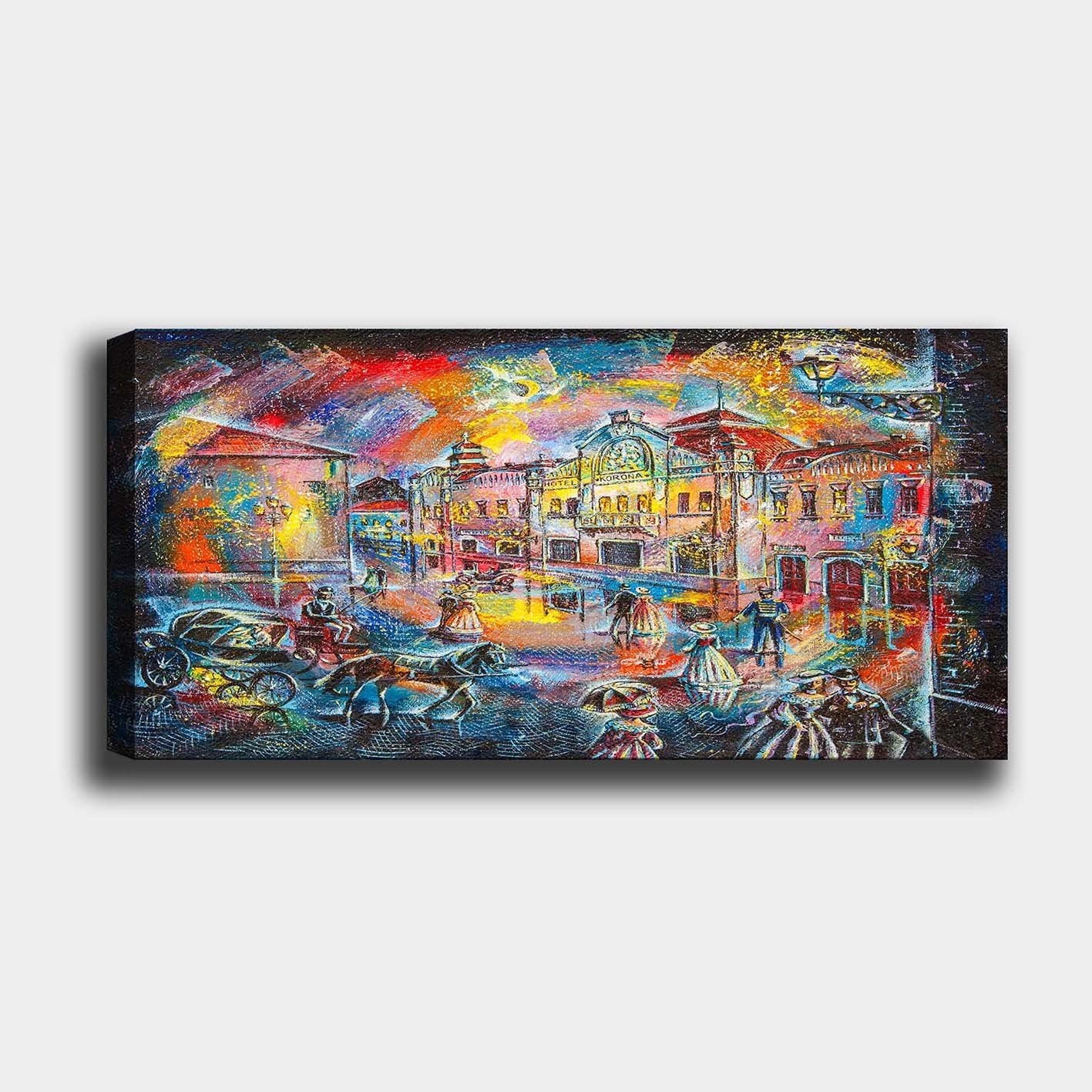 Quadro em Tela Decorativa Multicolor 50 x 120 cm com Moldura de Madeira (3 cm) – 100% Canvas – YTY2206521390_50120