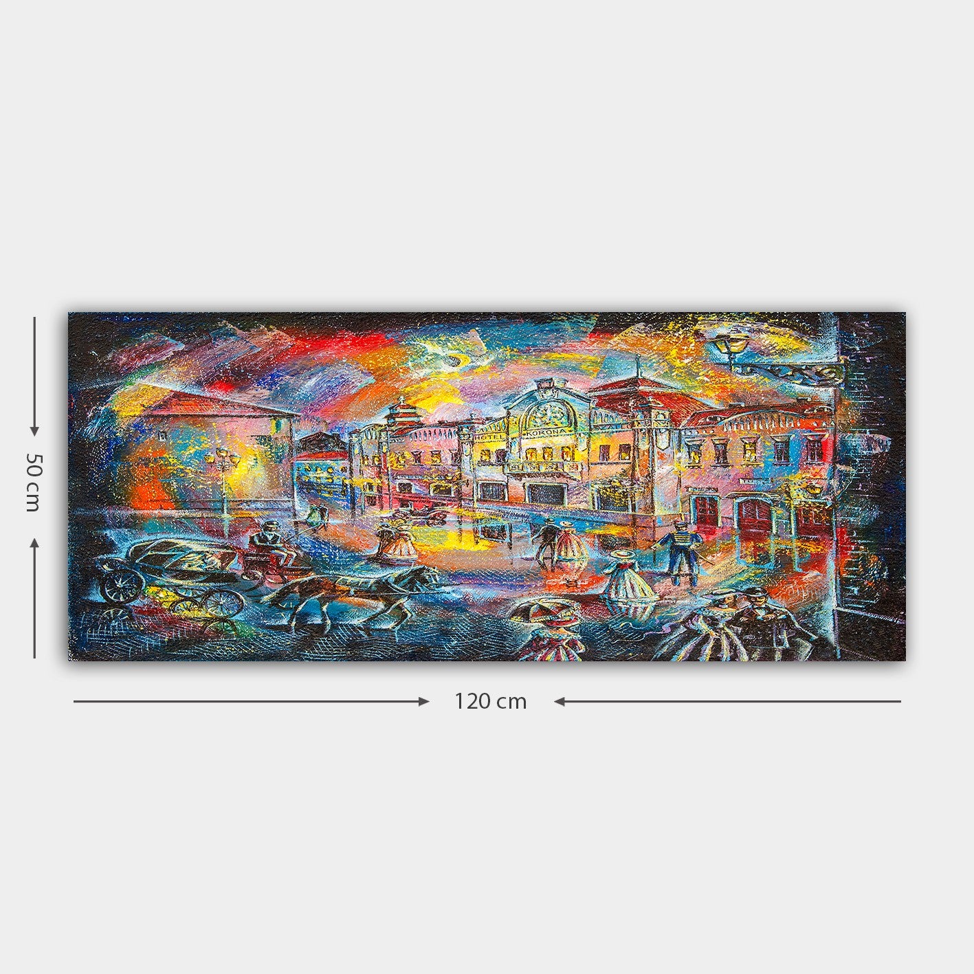 Quadro em Tela Decorativa Multicolor 50 x 120 cm com Moldura de Madeira (3 cm) – 100% Canvas – YTY2206521390_50120