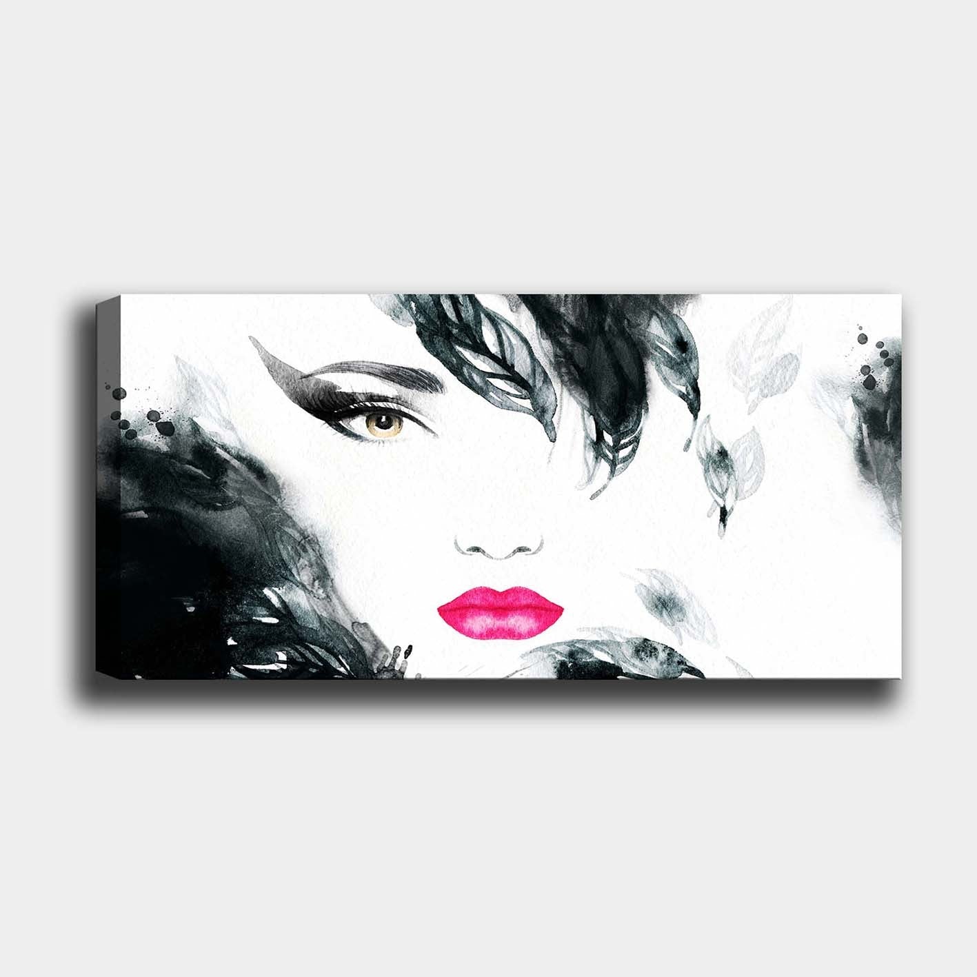 Tela Decorativa em Canvas Multicolor 50 x 120 cm com Moldura de Madeira (3 cm)