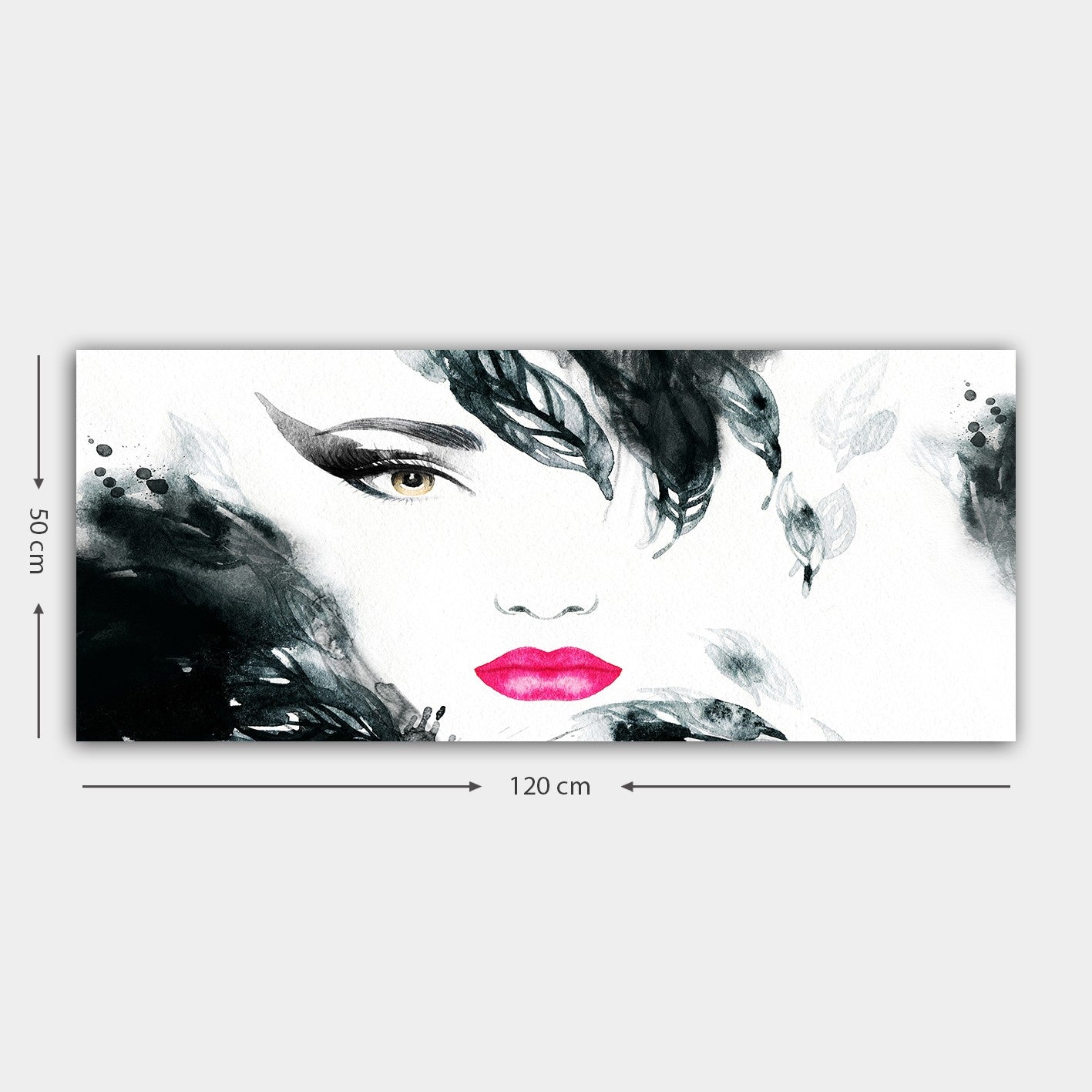 Tela Decorativa em Canvas Multicolor 50 x 120 cm com Moldura de Madeira (3 cm)
