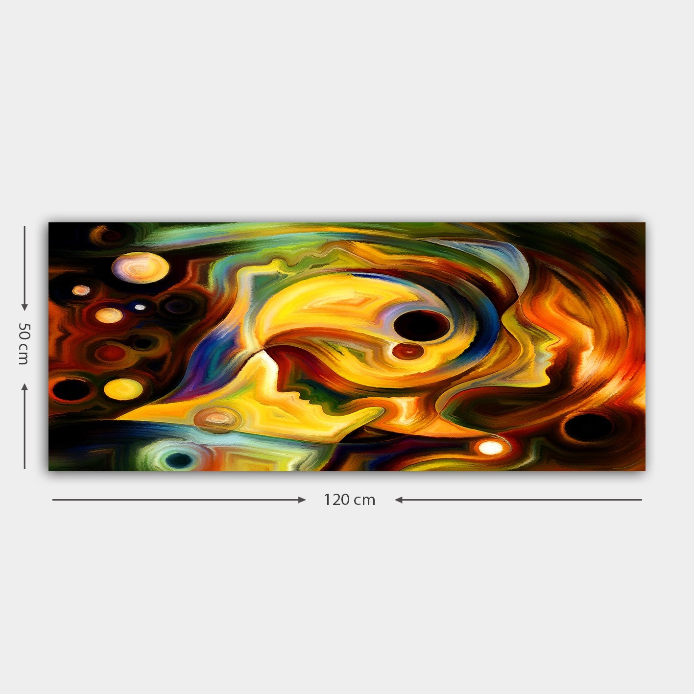 Tela Decorativa Multicolor 50x120 cm com Moldura 100% Madeira (3 cm) – 100% Canvas