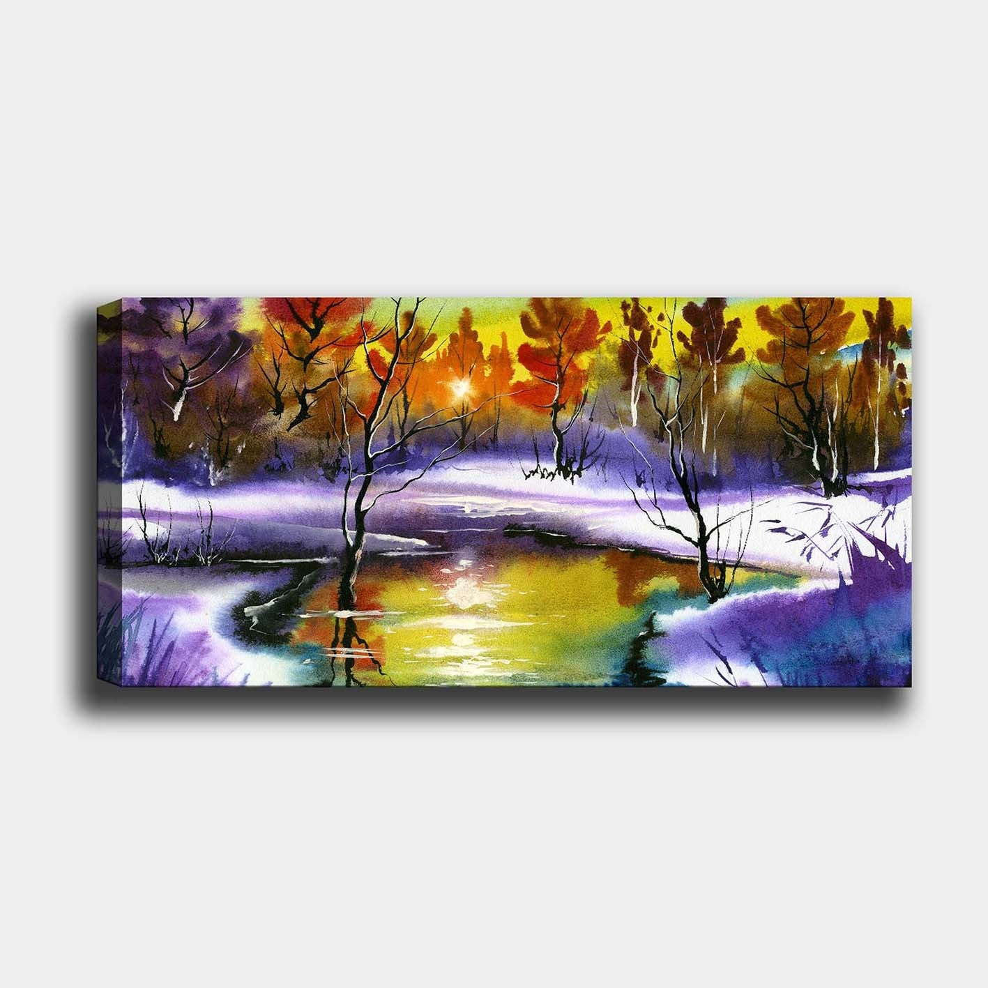 Quadro em Tela Decorativo Multicolor 50x120 cm – Canvas 100% com Moldura de Madeira 3 cm
