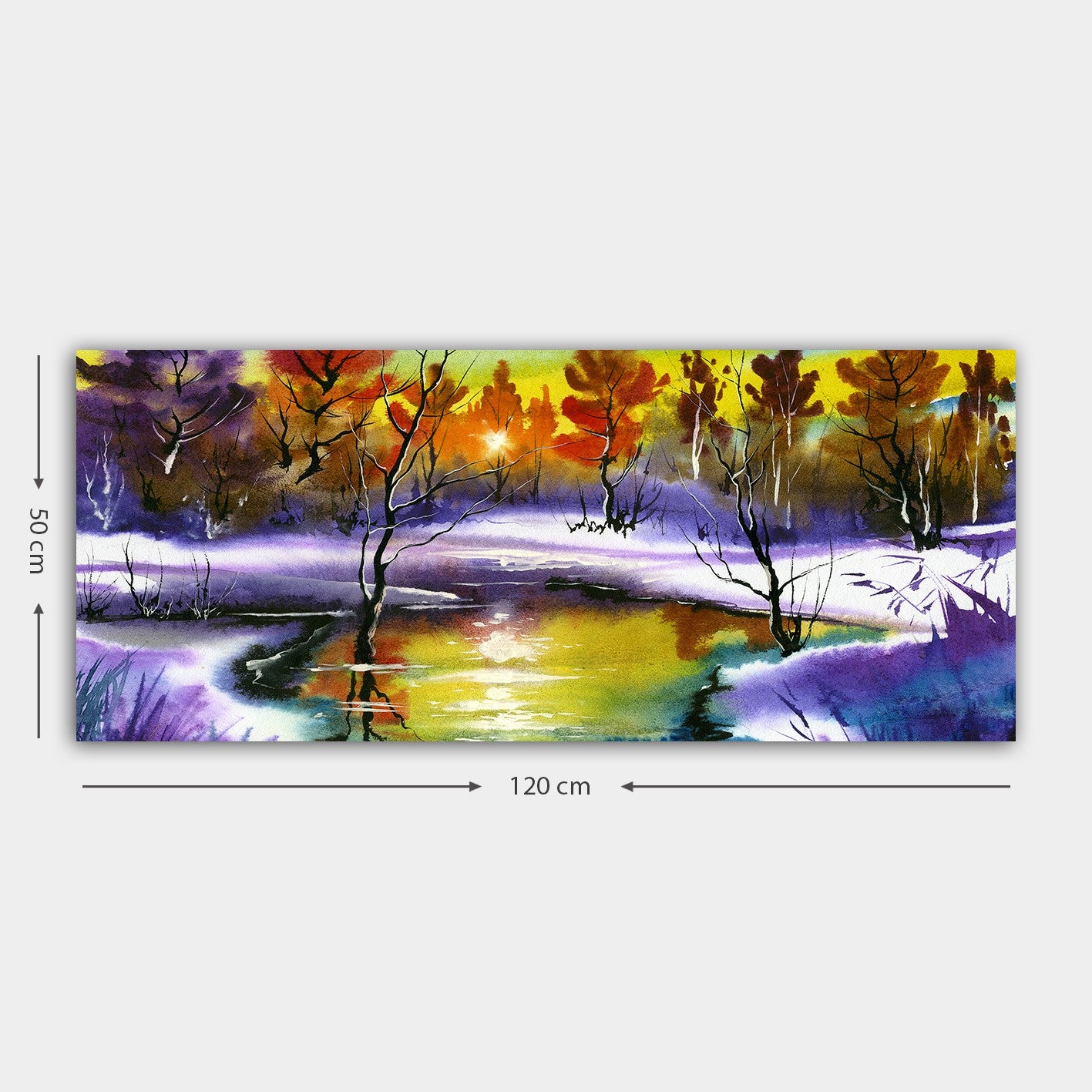 Quadro em Tela Decorativo Multicolor 50x120 cm – Canvas 100% com Moldura de Madeira 3 cm