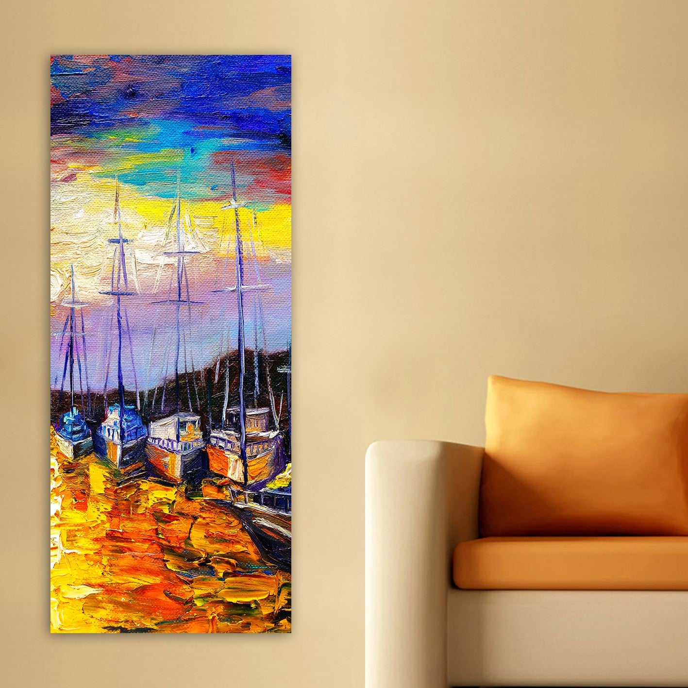 Impressionante pintura decorativa em tela, 50 x 120 cm | 100% tela, 100% moldura de madeira (3 cm de espessura) | Perfeito para amantes de decoração e arte