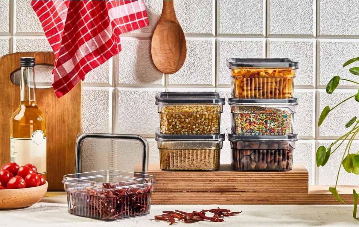 Conjunto de caixas de armazenamento (2 peças) – 13 x 13 x 7 cm – Transparente – Plástico