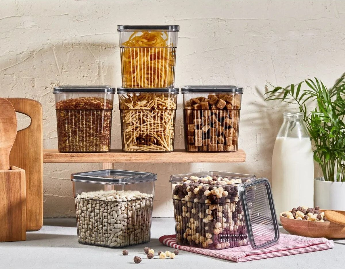 Conjunto de caixas de arrumação – 13 x 13 x 13 cm – Transparente – Plástico