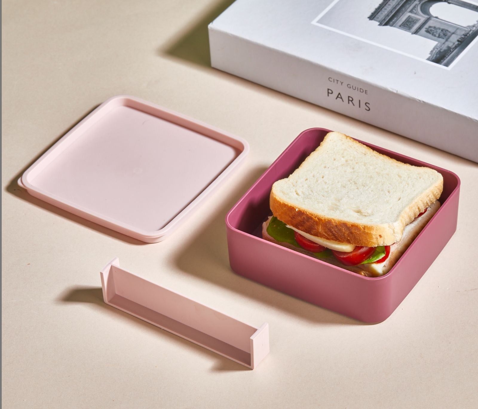 Lancheira de Plástico – 14 x 14 x 5 cm – Cor-de-Rosa