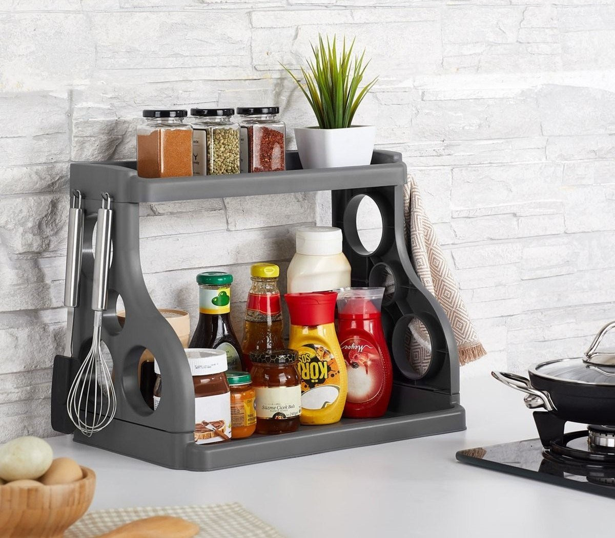 Organizador de Cozinha – 38 x 24,5 x 31,5 cm – Cinza – Plástico