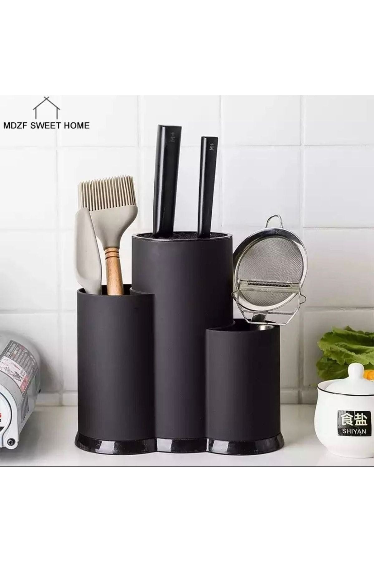 Organizador de cozinha – 22 x 12 x 22 cm – Preto – Plástico
