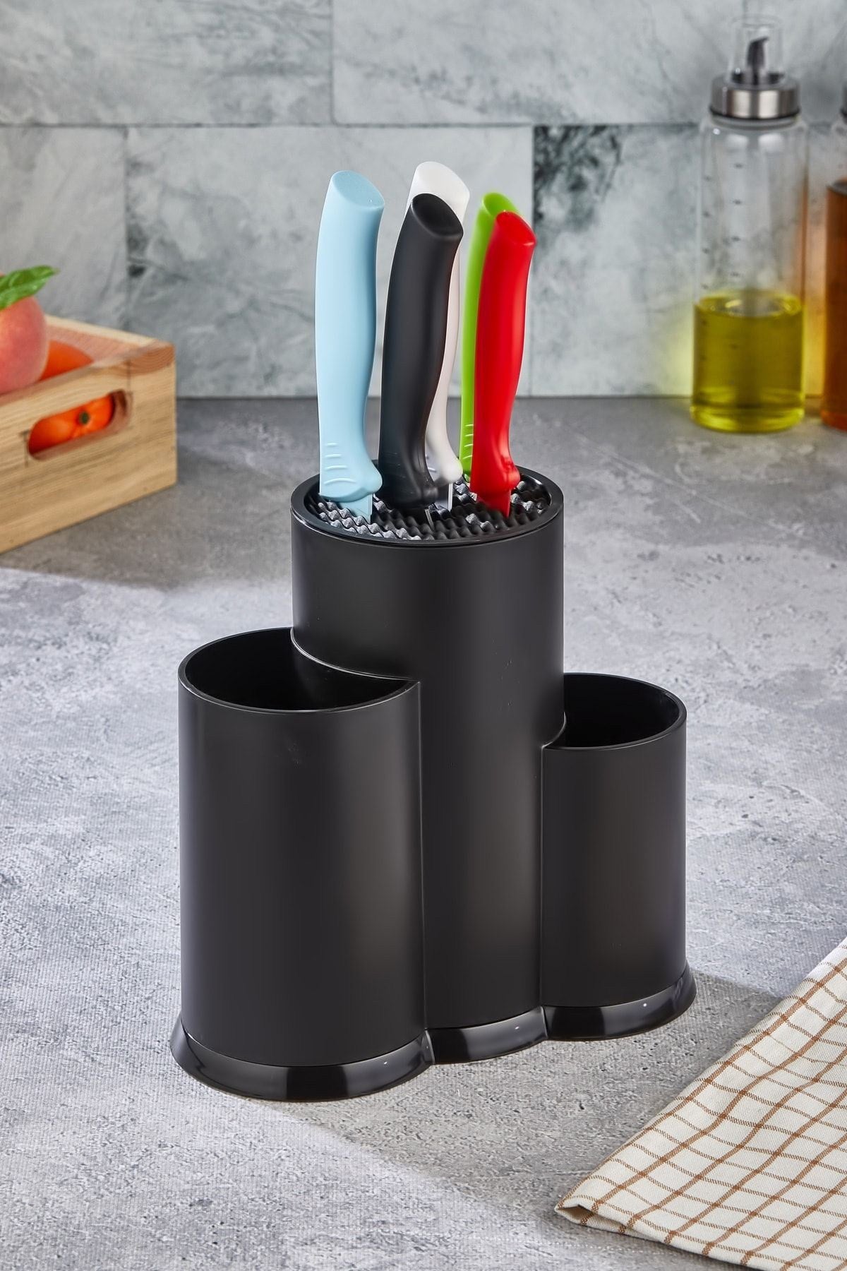 Organizador de cozinha – 22 x 12 x 22 cm – Preto – Plástico
