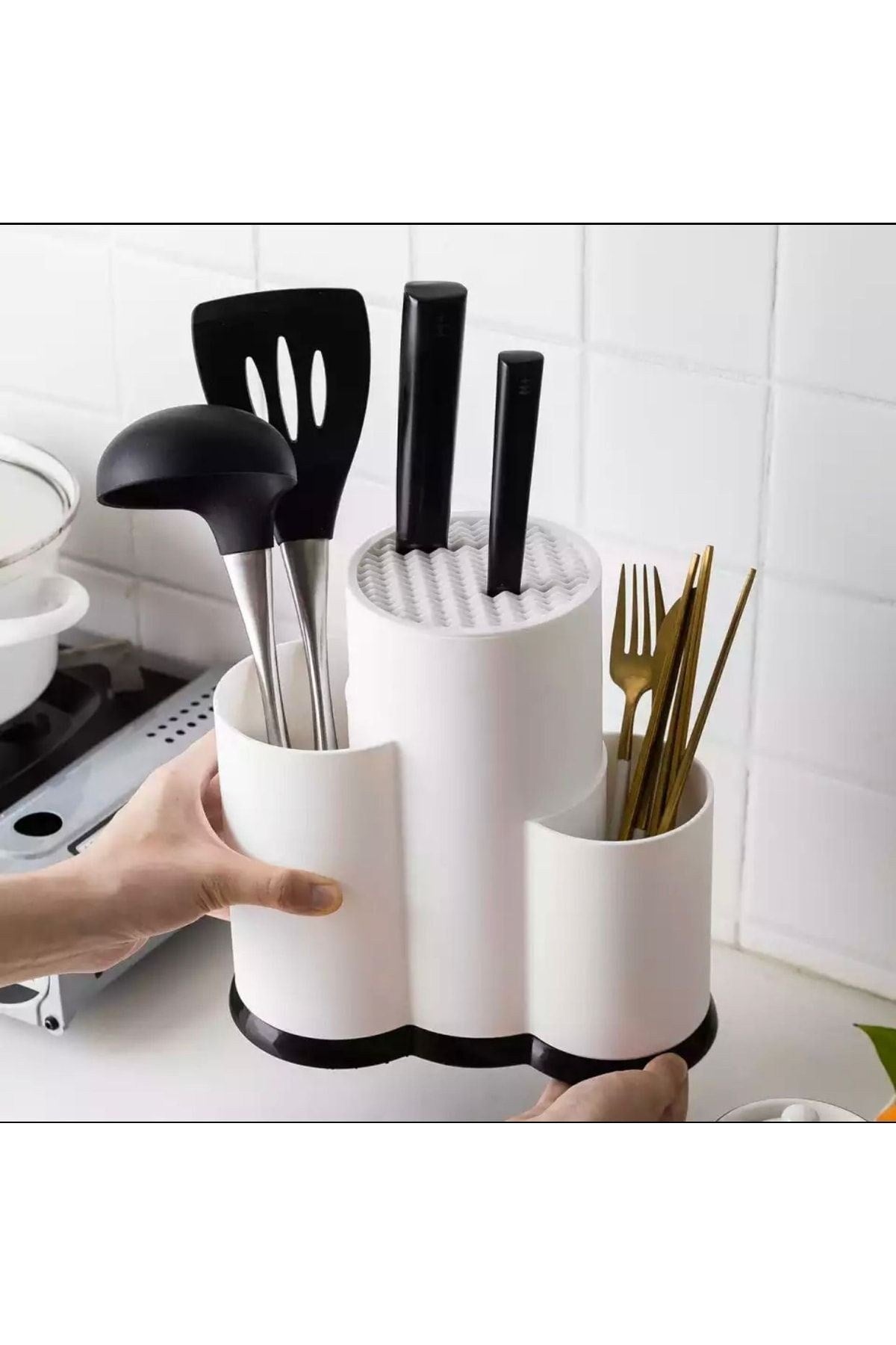 Organizador de cozinha – 22 x 12 x 22 cm – Branco – Plástico
