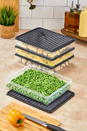 Conjunto de caixas de armazenamento – 27,5 x 5 x 22,5 cm – Antracite – Plástico