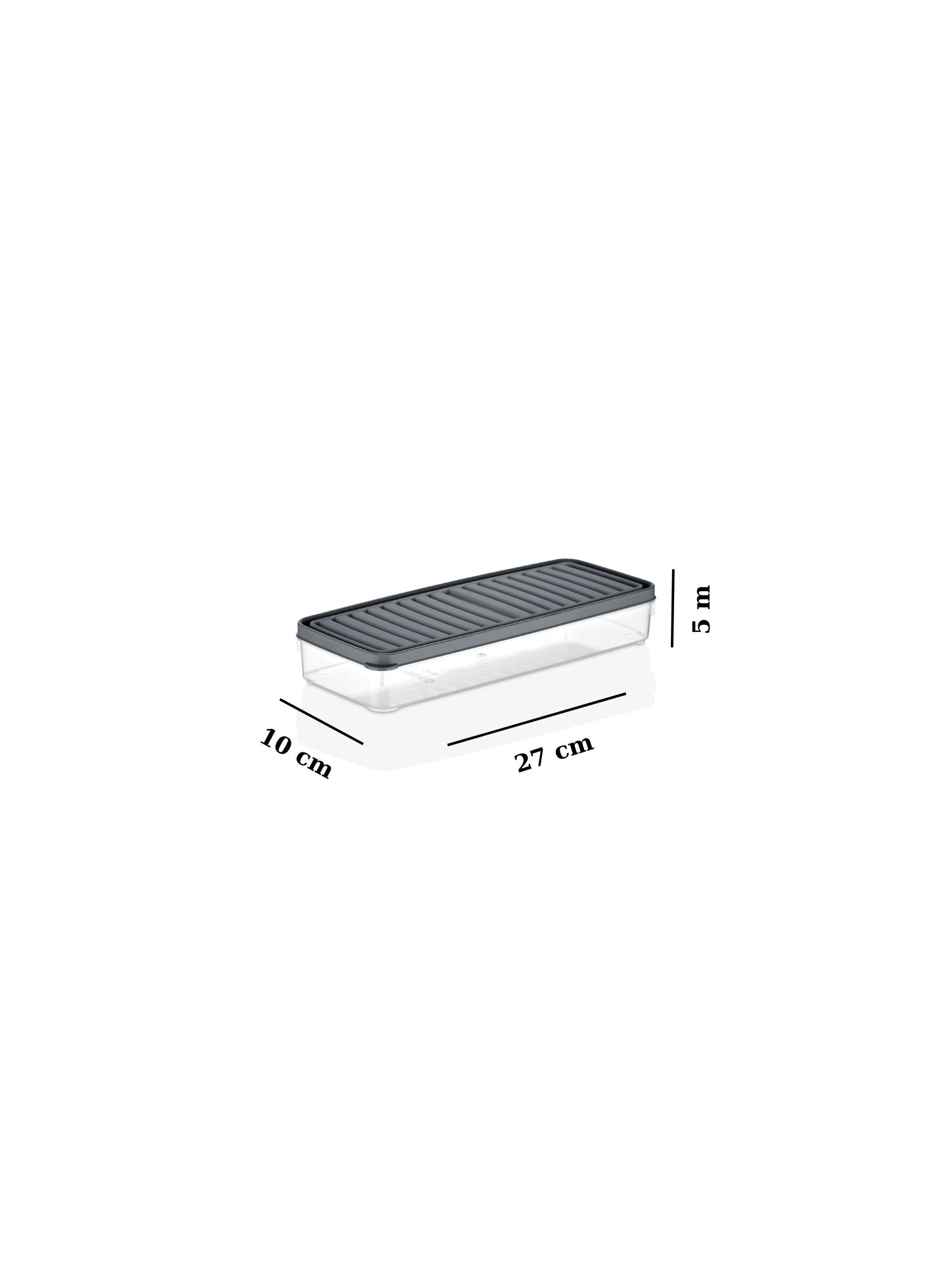 Conjunto de Caixas de Armazenamento (4 Peças) – 26,5 x 5 x 10,5 cm – Antracite – Plástico