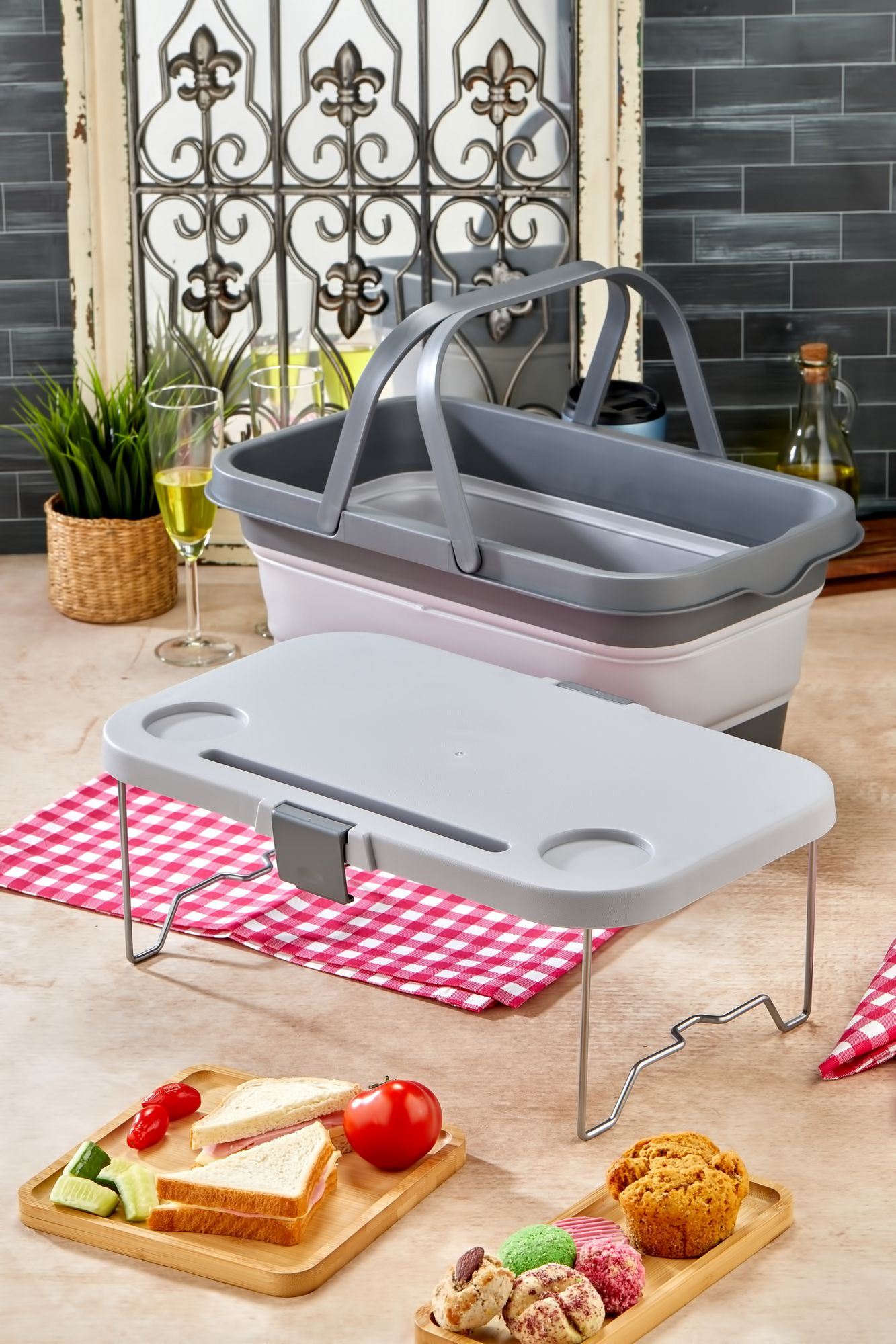Organizador de Cozinha – 48 x 30 x 10 – Cinza – Plástico