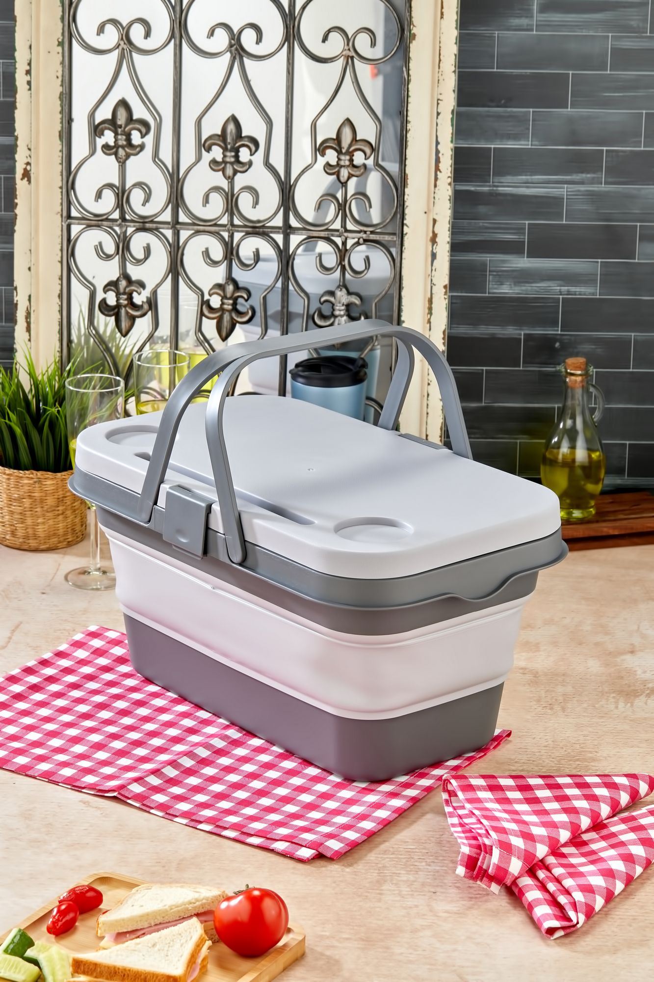 Organizador de Cozinha – 48 x 30 x 10 – Cinza – Plástico