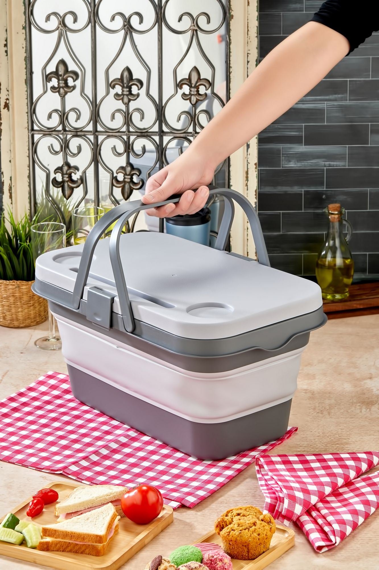 Organizador de Cozinha – 48 x 30 x 10 – Cinza – Plástico