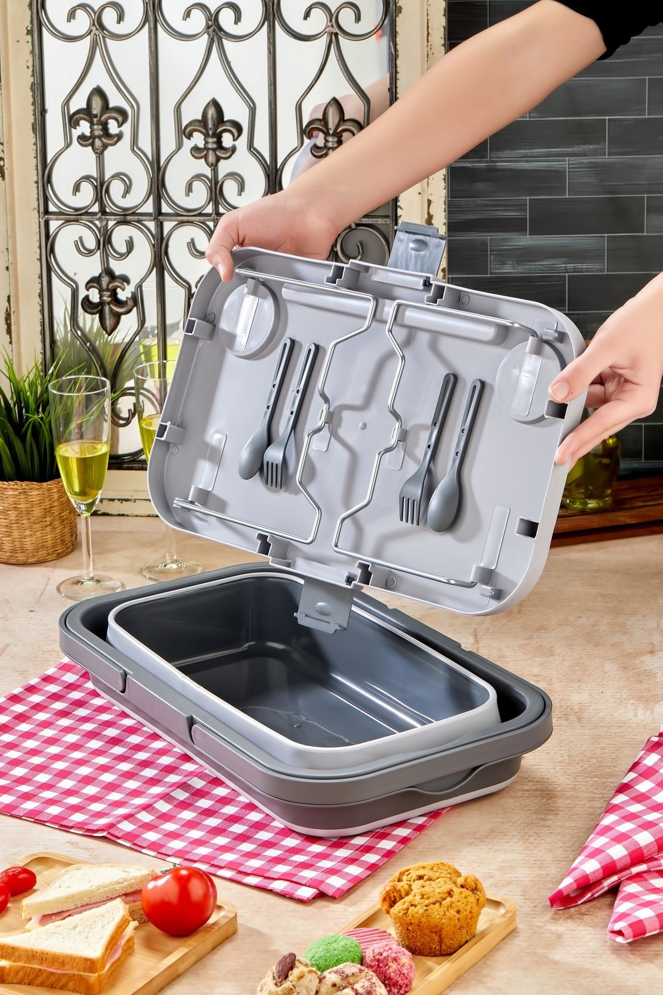 Organizador de Cozinha – 48 x 30 x 10 – Cinza – Plástico