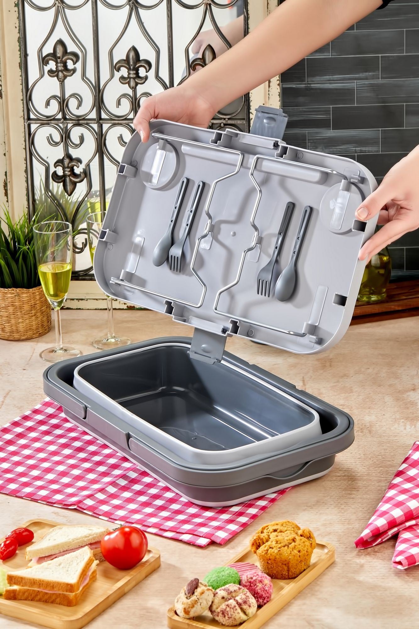 Organizador de Cozinha – 48 x 30 x 10 – Cinza – Plástico