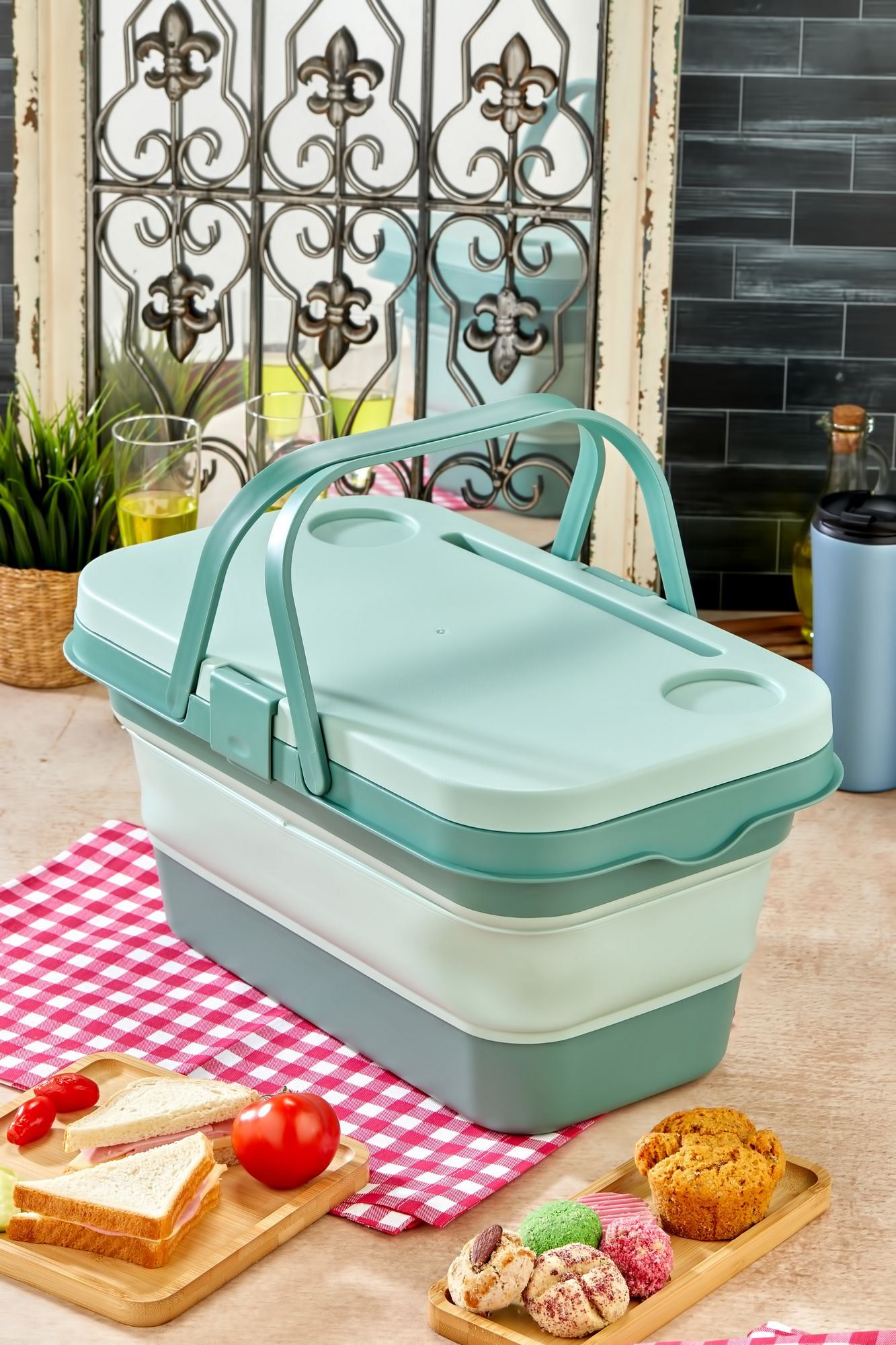 Organizador de Cozinha – 48 x 30 x 10 cm – Verde – Plástico