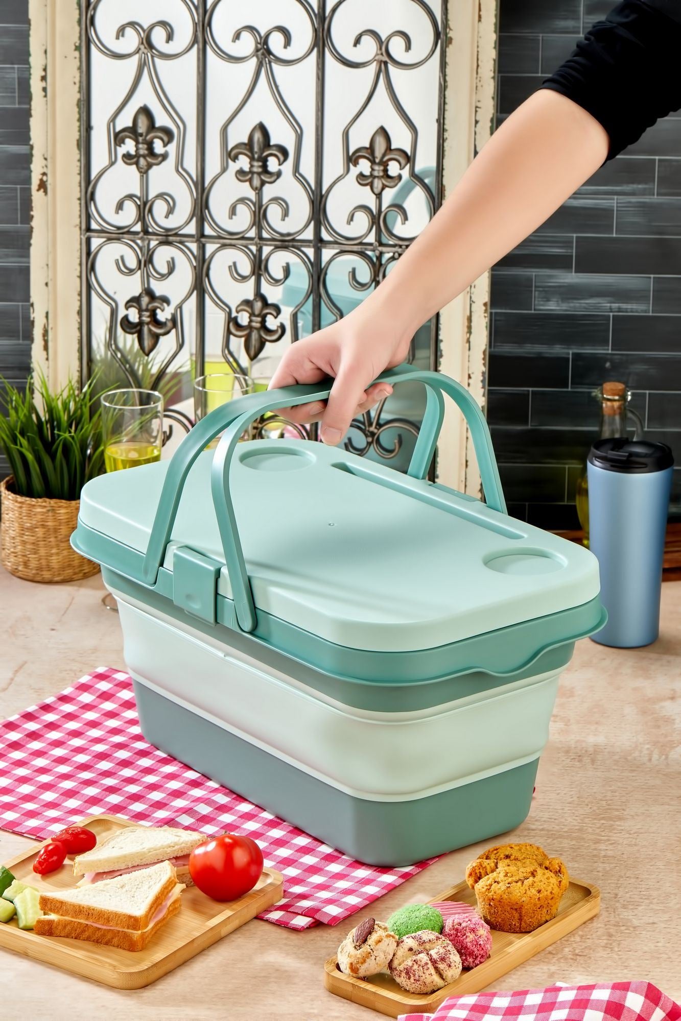 Organizador de Cozinha – 48 x 30 x 10 cm – Verde – Plástico