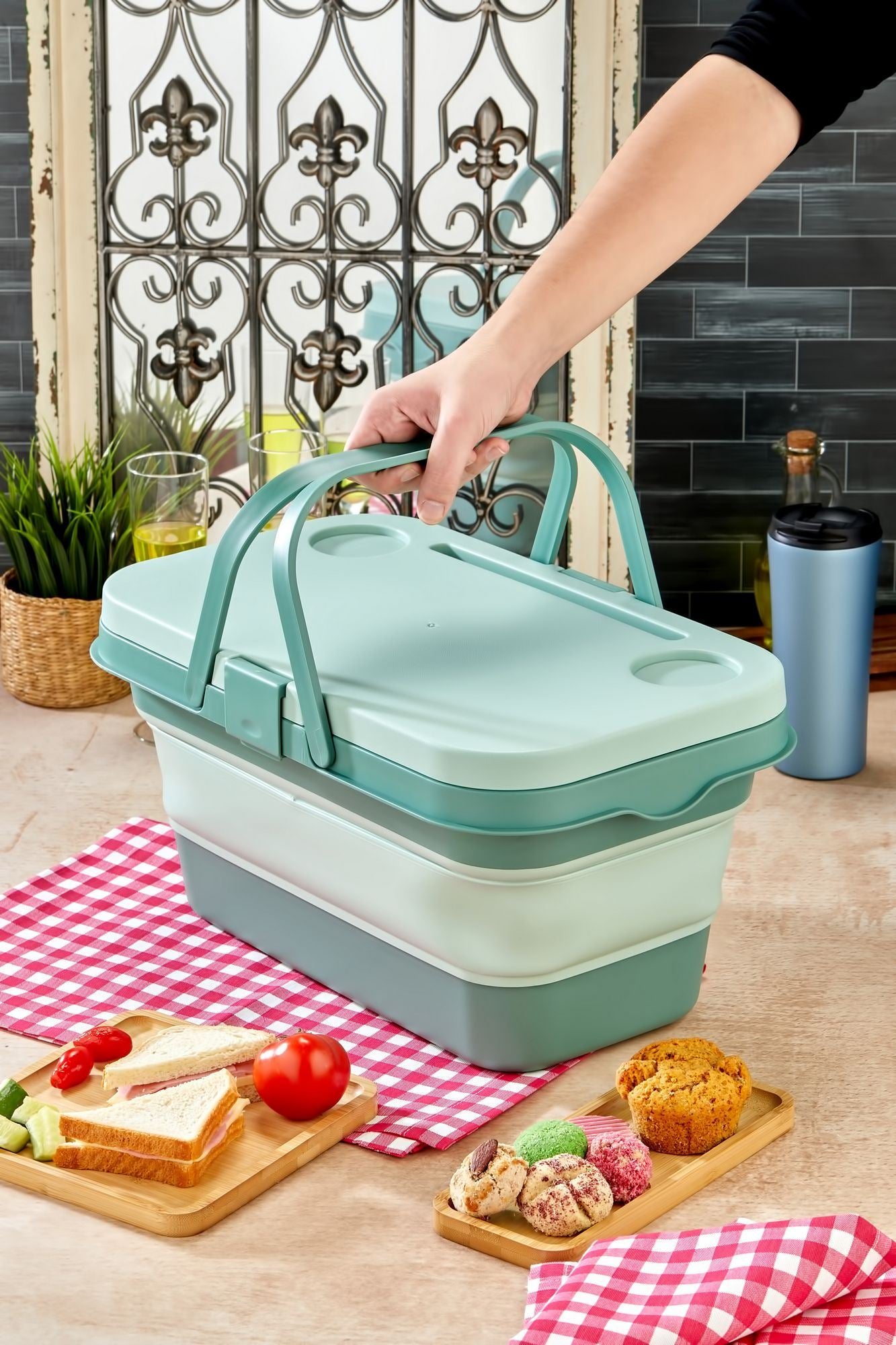 Organizador de Cozinha – 48 x 30 x 10 cm – Verde – Plástico