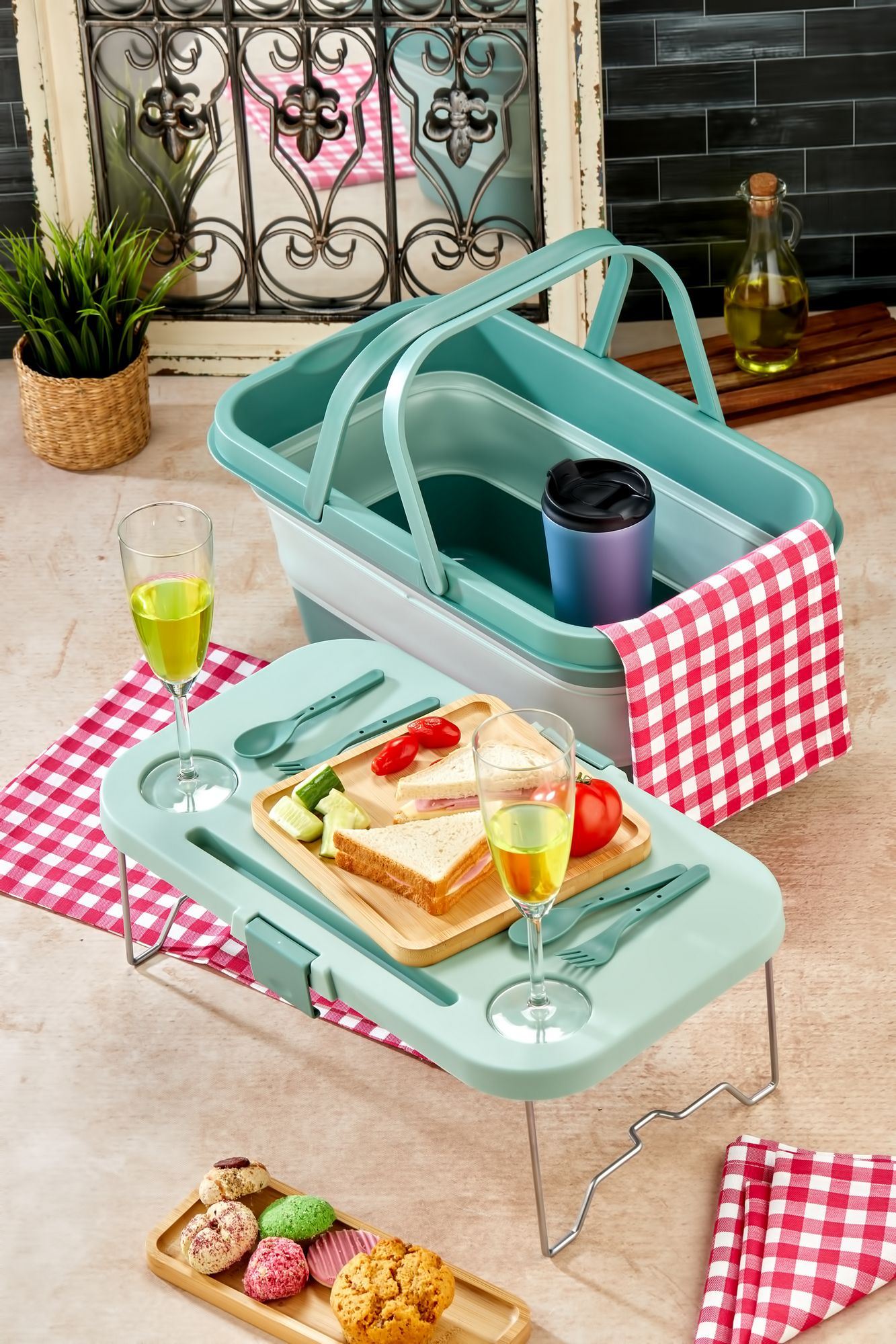Organizador de Cozinha – 48 x 30 x 10 cm – Verde – Plástico