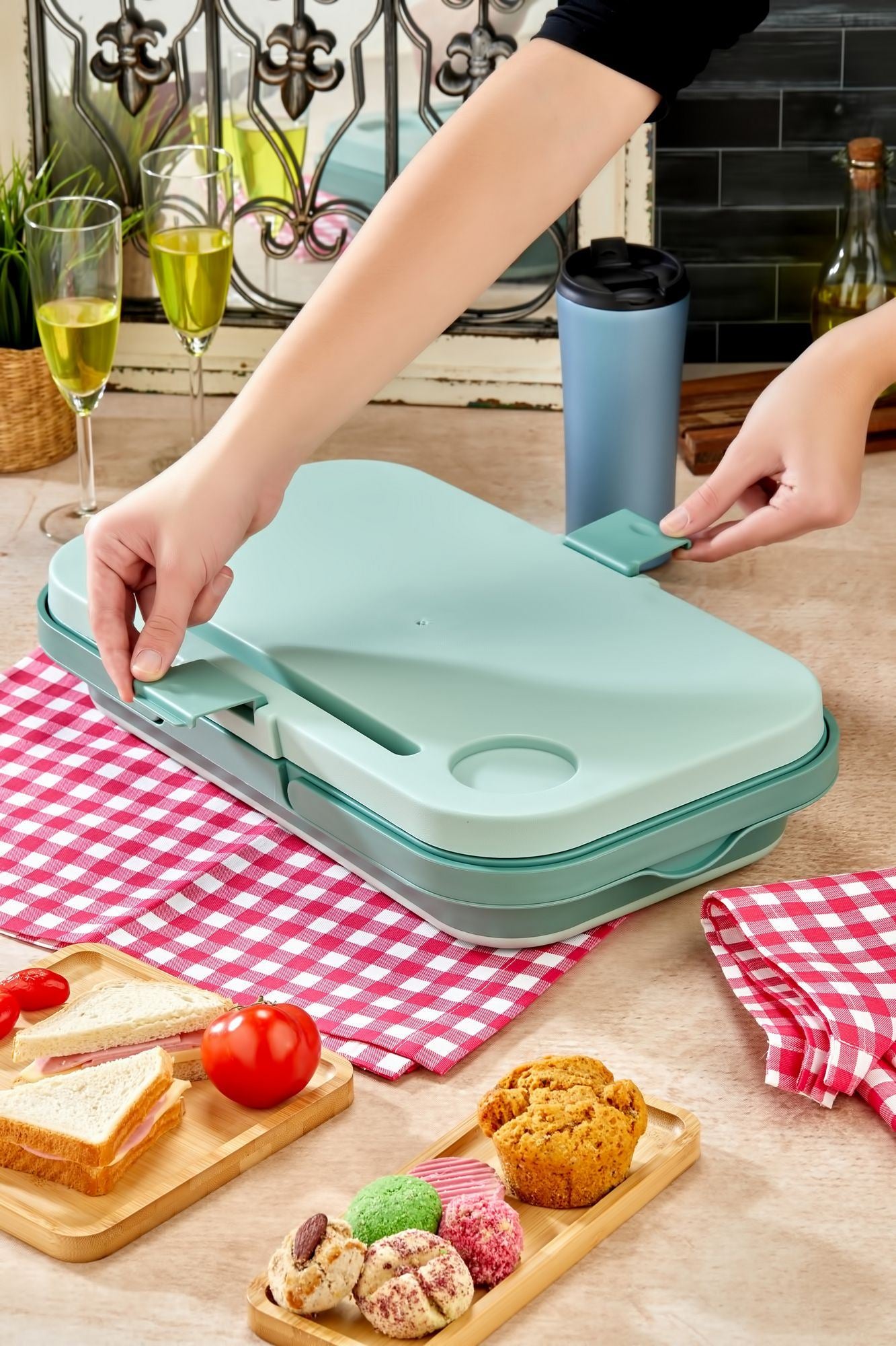 Organizador de Cozinha – 48 x 30 x 10 cm – Verde – Plástico