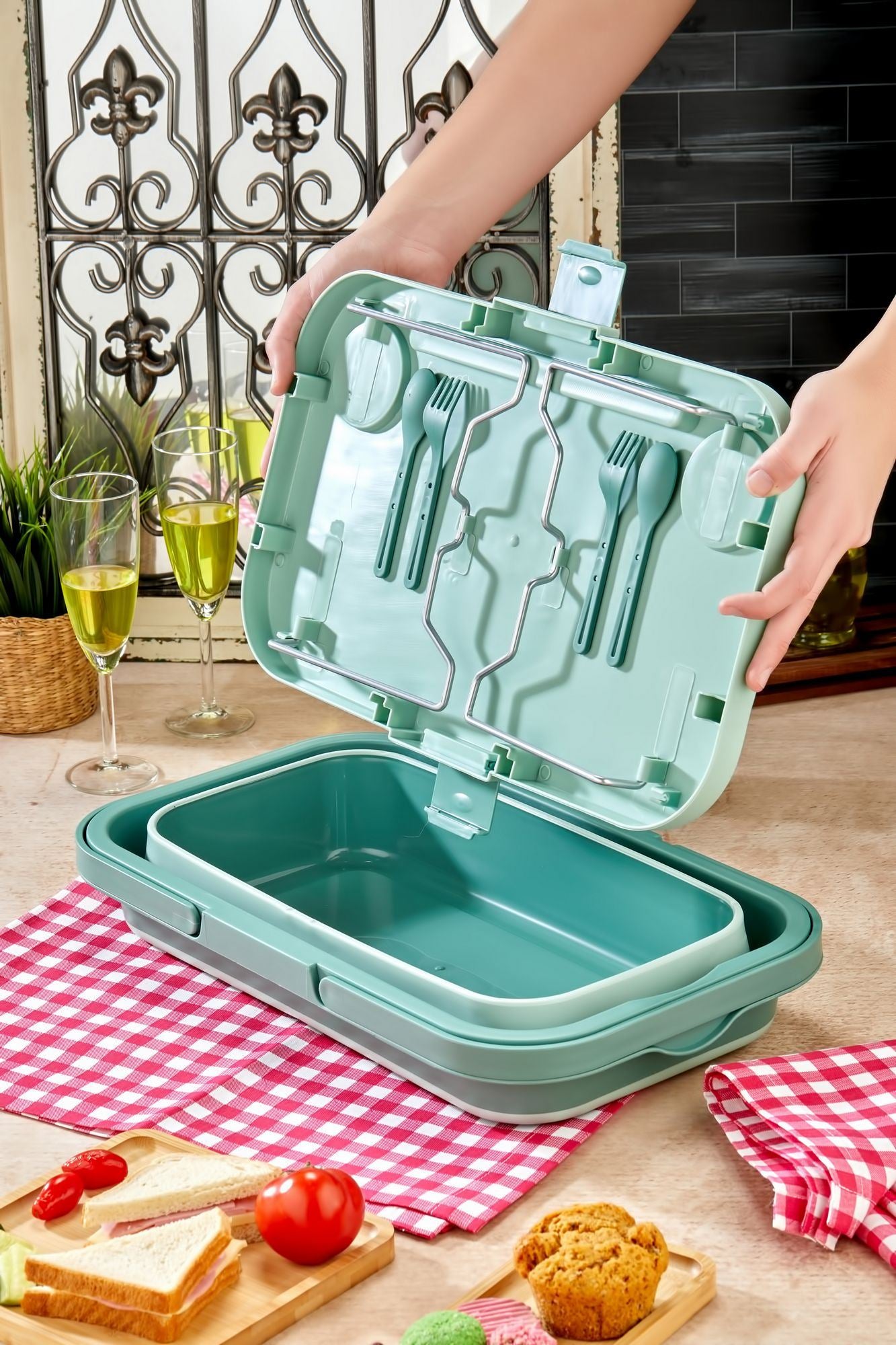 Organizador de Cozinha – 48 x 30 x 10 cm – Verde – Plástico
