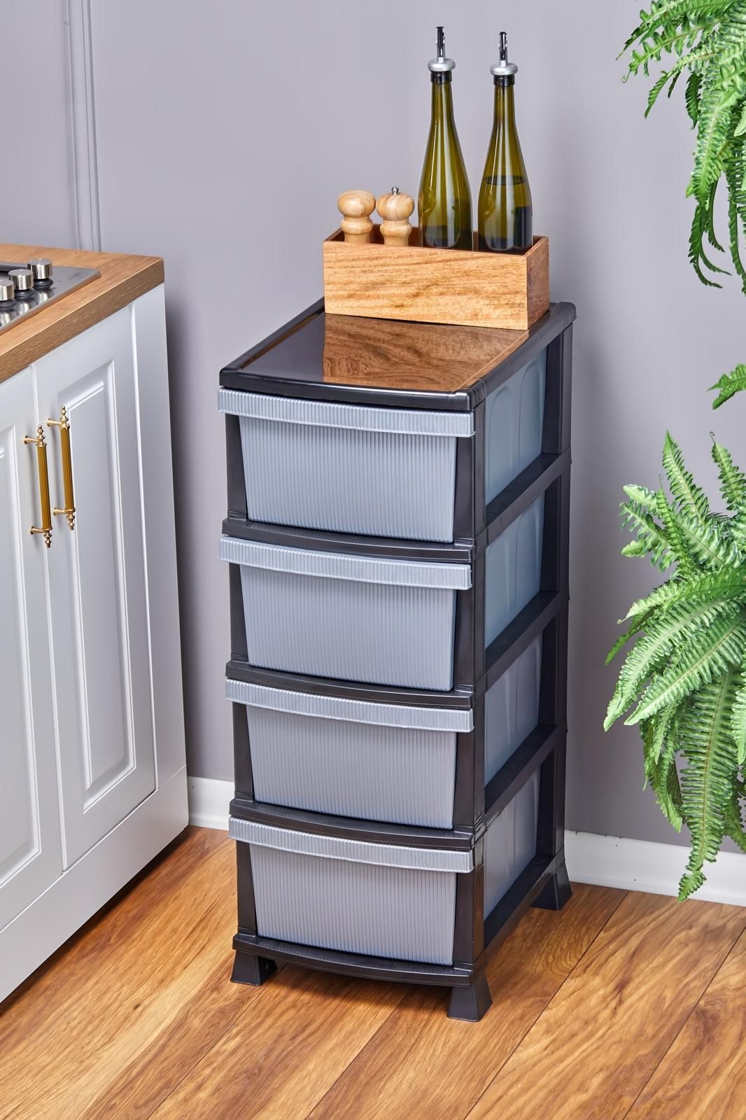 Organizador de Cozinha – 90 x 35 x 45 cm – Cinza – Plástico