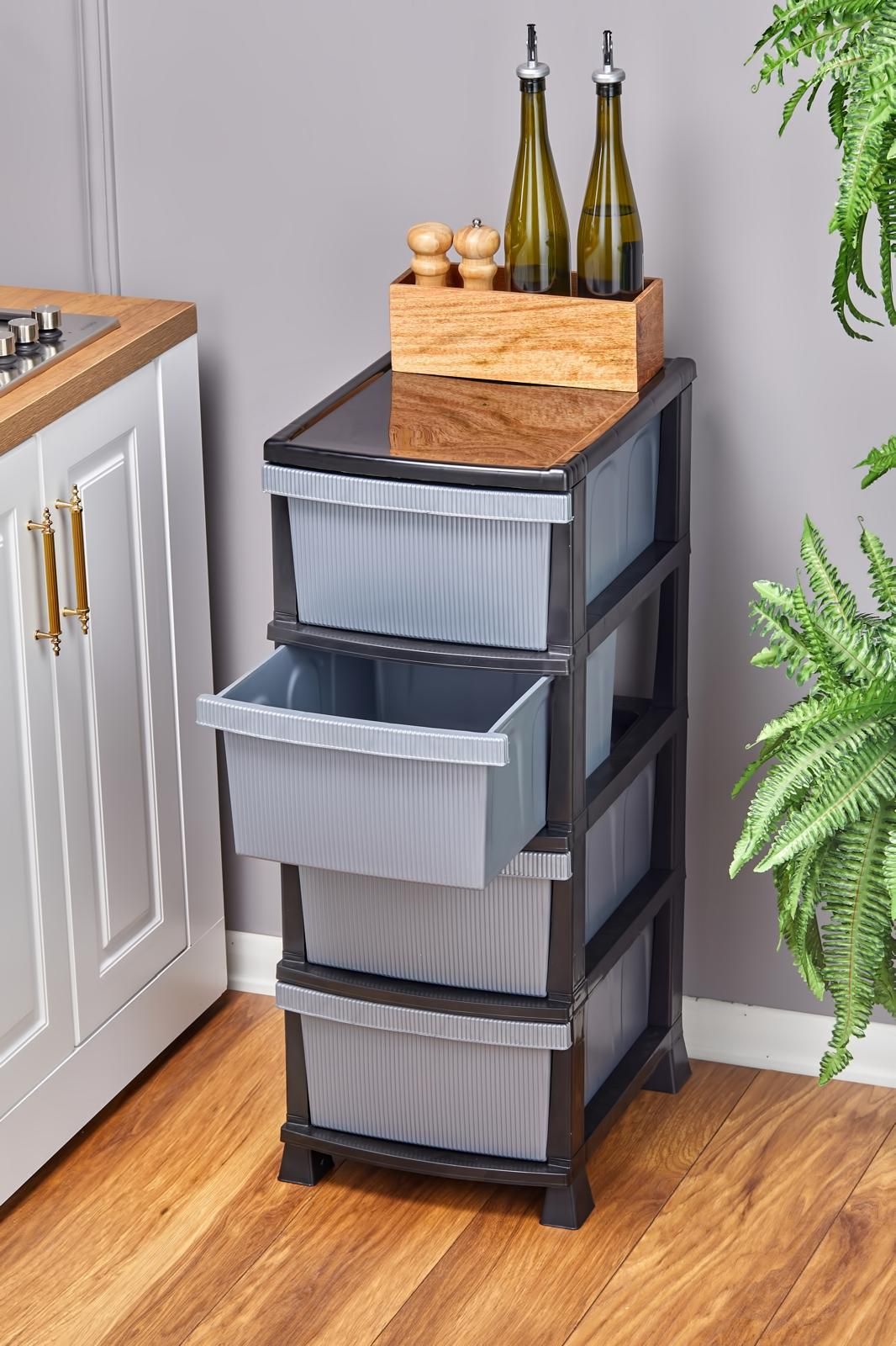 Organizador de Cozinha – 90 x 35 x 45 cm – Cinza – Plástico