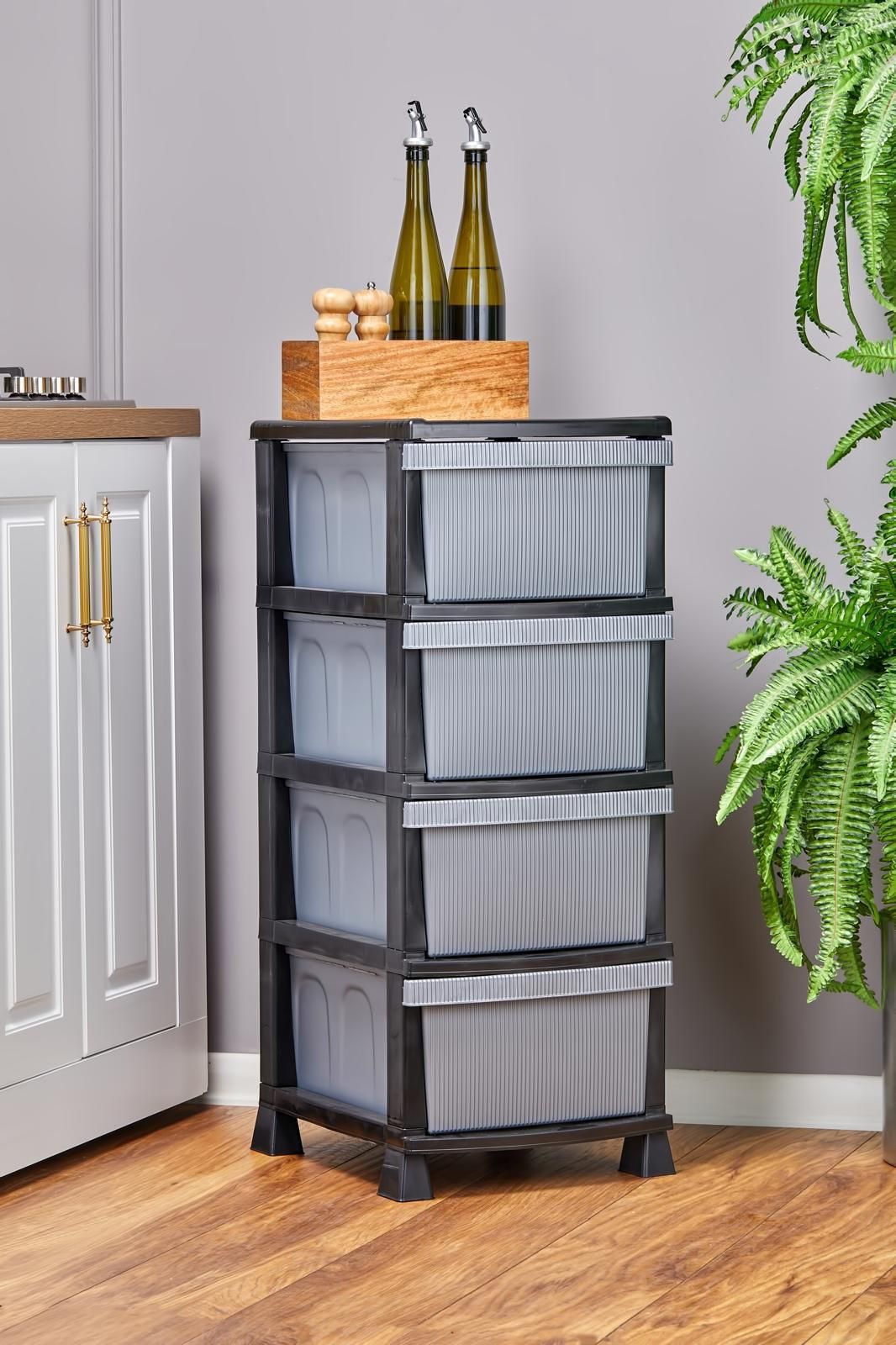 Organizador de Cozinha – 90 x 35 x 45 cm – Cinza – Plástico