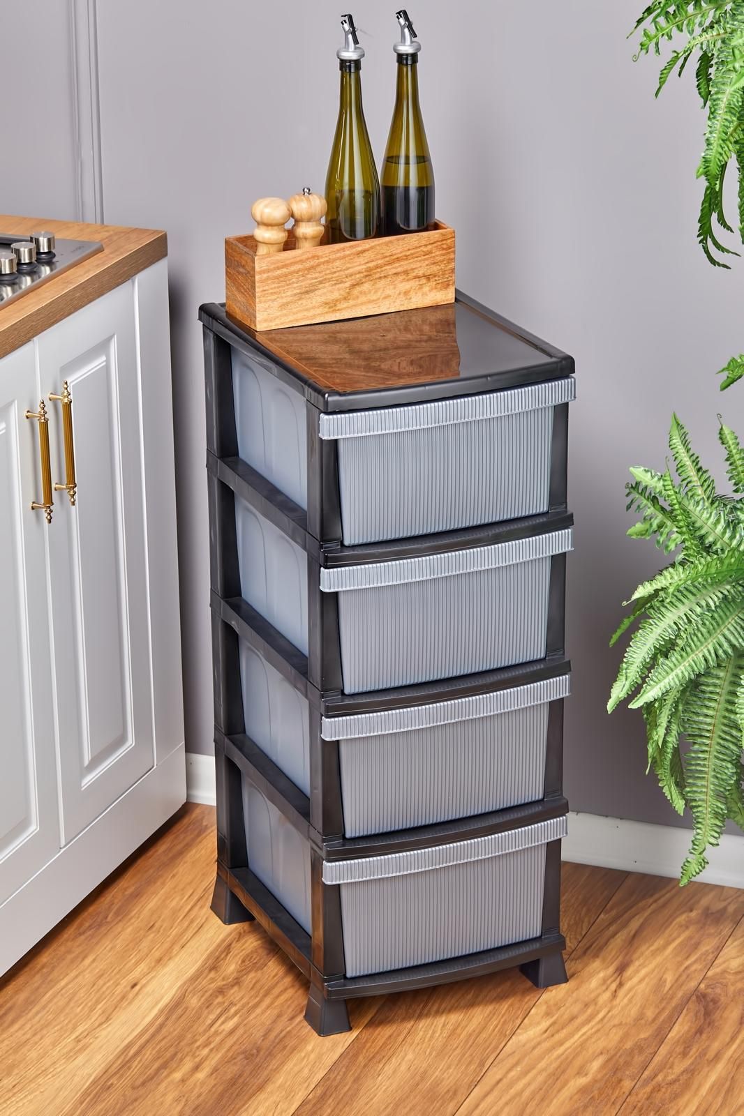 Organizador de Cozinha – 90 x 35 x 45 cm – Cinza – Plástico