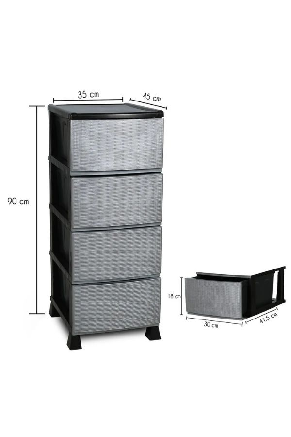 Organizador de Cozinha – 90 x 35 x 45 cm – Cinza – Plástico
