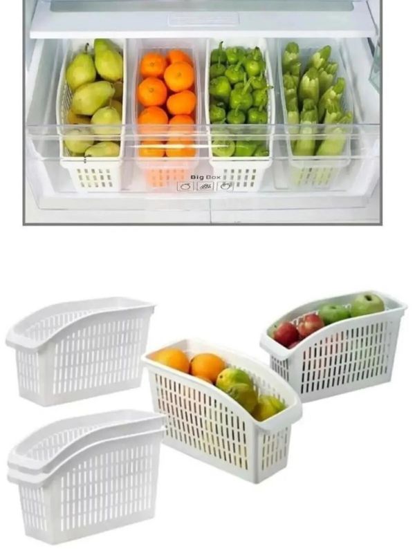 Conjunto de Organizadores de Geladeira – 27 x 17 x 13 – Branco – Plástico
