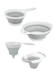 Organizador de Cozinha – 4 Peças – Branco e Cinza – Plástico