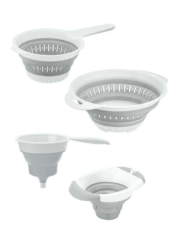 Organizador de Cozinha – 4 Peças – Branco e Cinza – Plástico