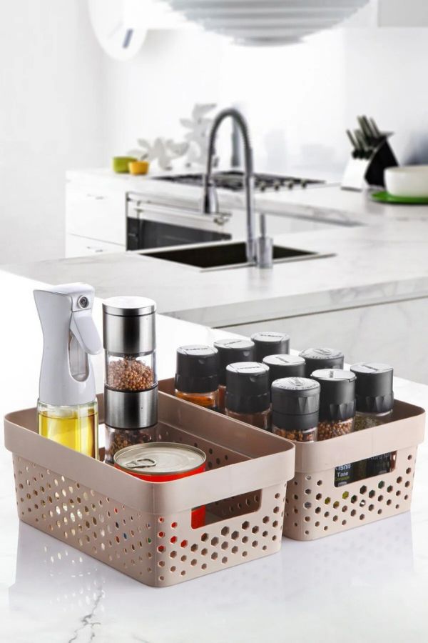Organizador de Cozinha – 7 Peças – Marrom – Plástico