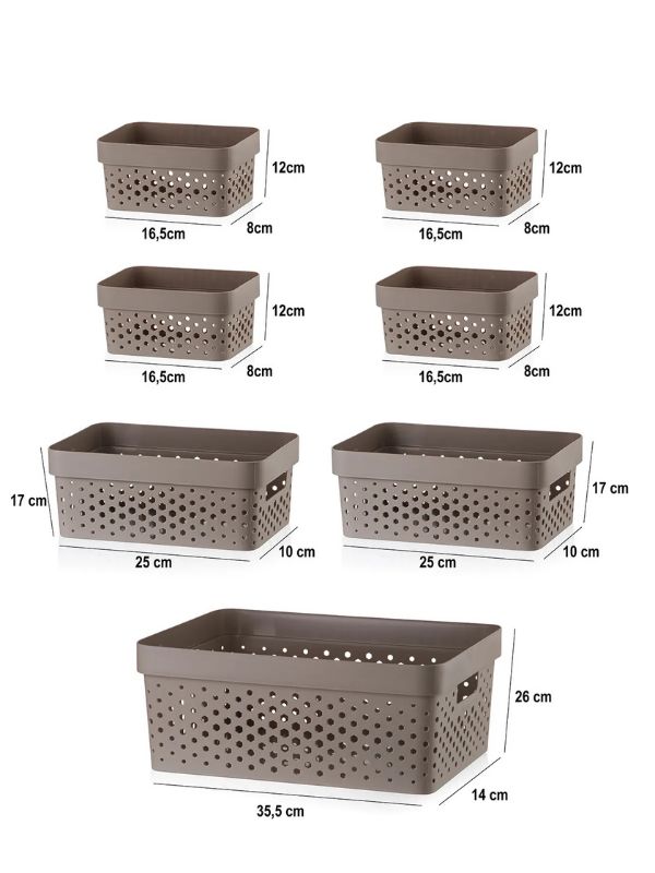 Organizador de Cozinha – 7 Peças – Marrom – Plástico
