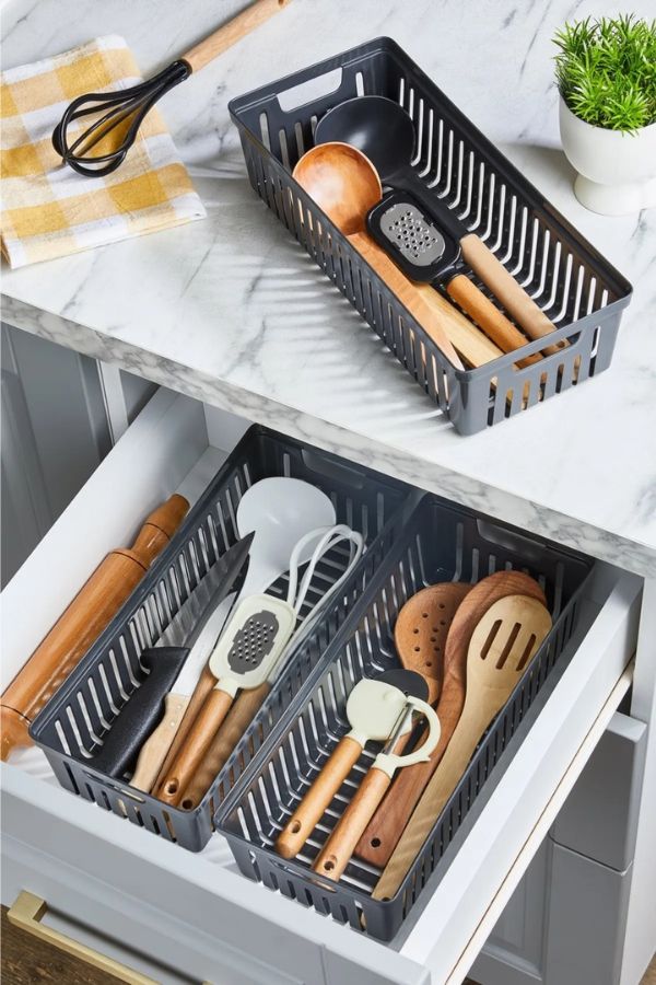 Organizador de Cozinha – 34,5 x 15 x 9 cm – Cinza – Plástico
