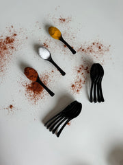 Conjunto de colheres de plástico – 10 x 3 cm – Preto